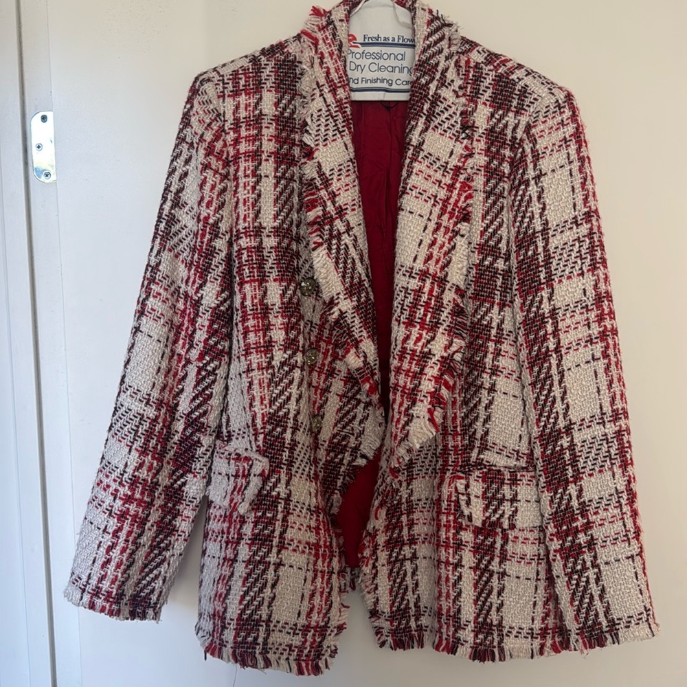 Zara Red Tweed Blazer